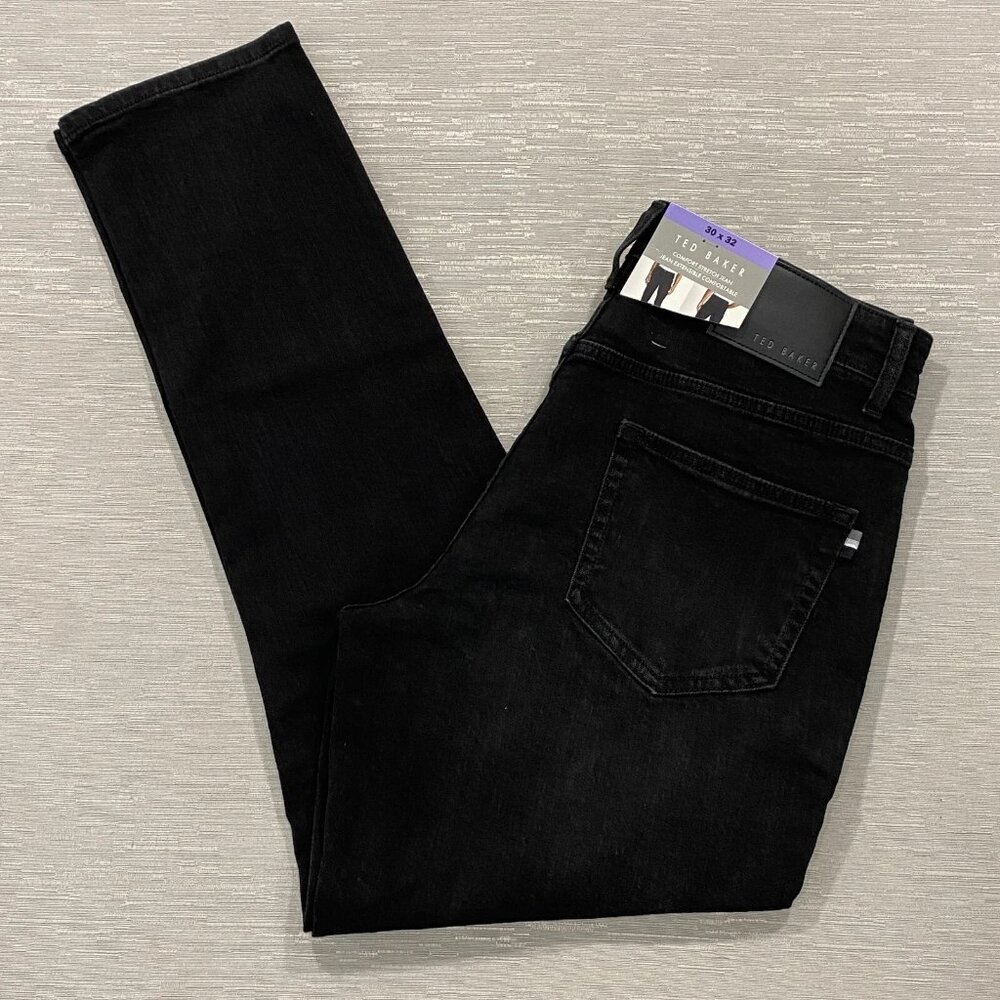 Ted Baker Jeans Mens 30 x 32 Straight Leg Regular Fit Black Denim Pants